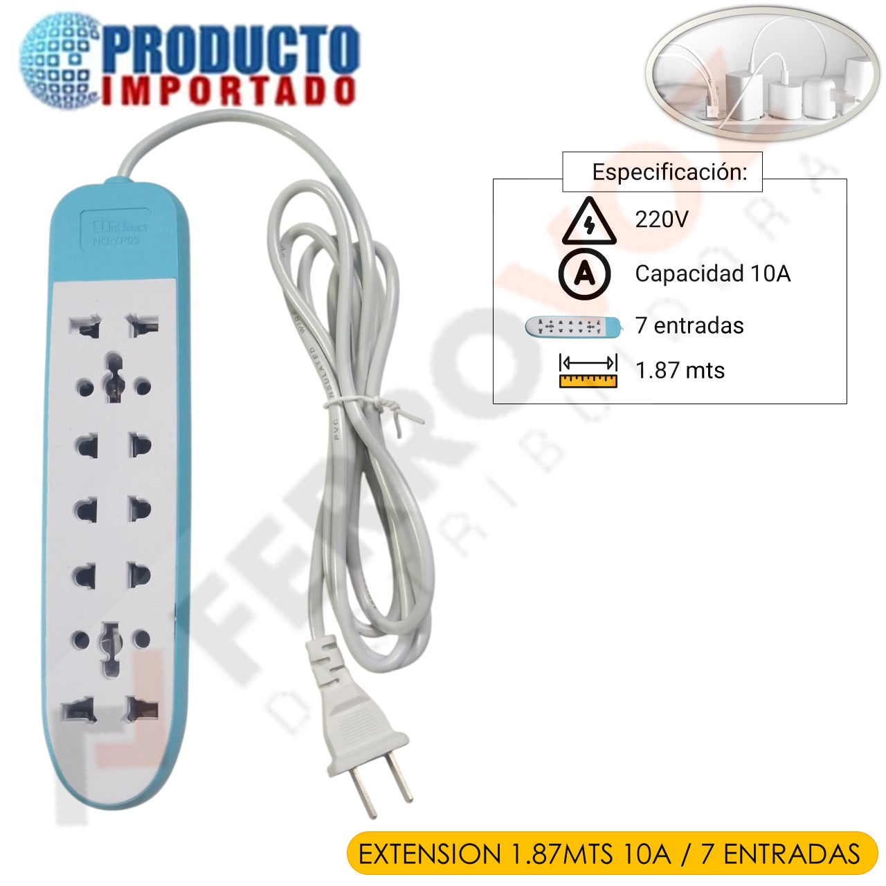 SUPRESOR PICO 2 MTS 10A / 7 ENTRADAS