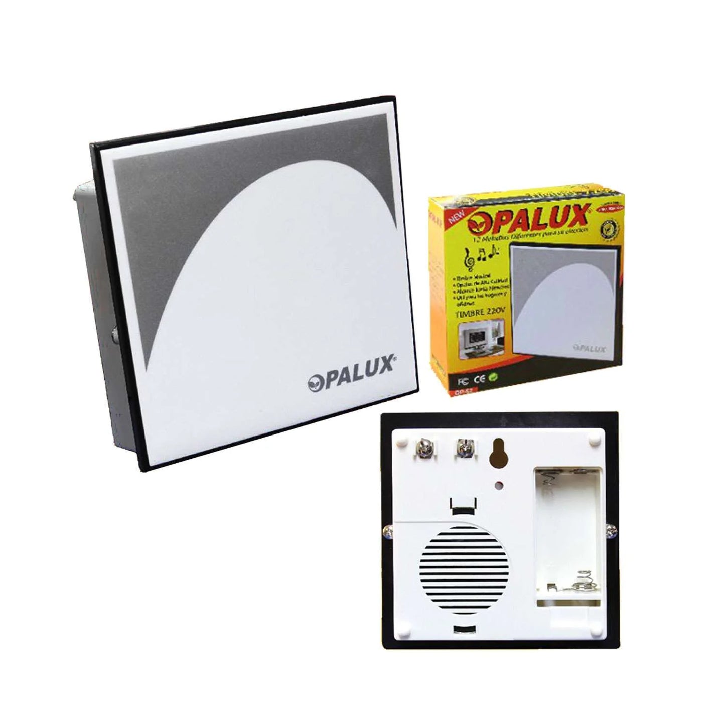 TIMBRE DE 12 MELODÍAS 70M DE 2 PILAS AA "OPALUX"