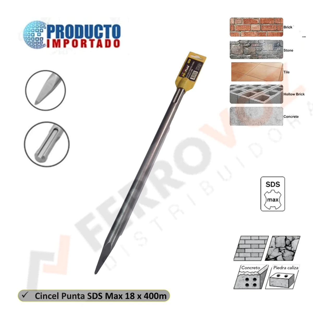 CINCEL PUNTA SDS-MAX 18 X 400MM "UYUSTOOLS"