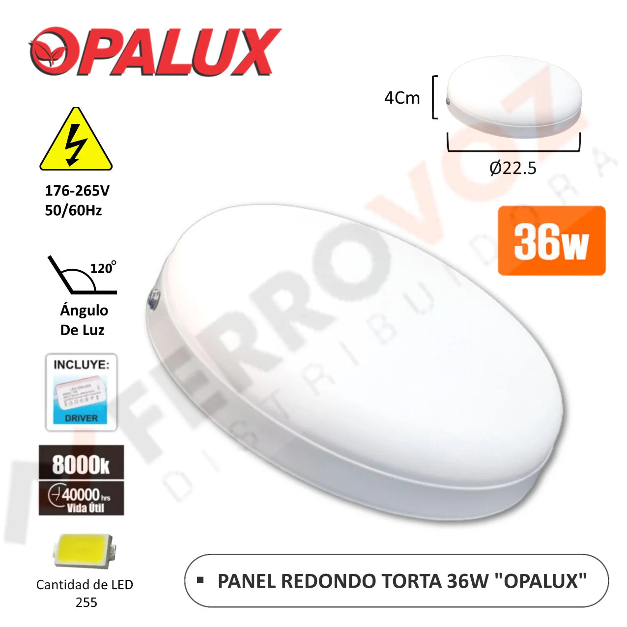 PANEL REDONDO TORTA 36W "OPALUX"