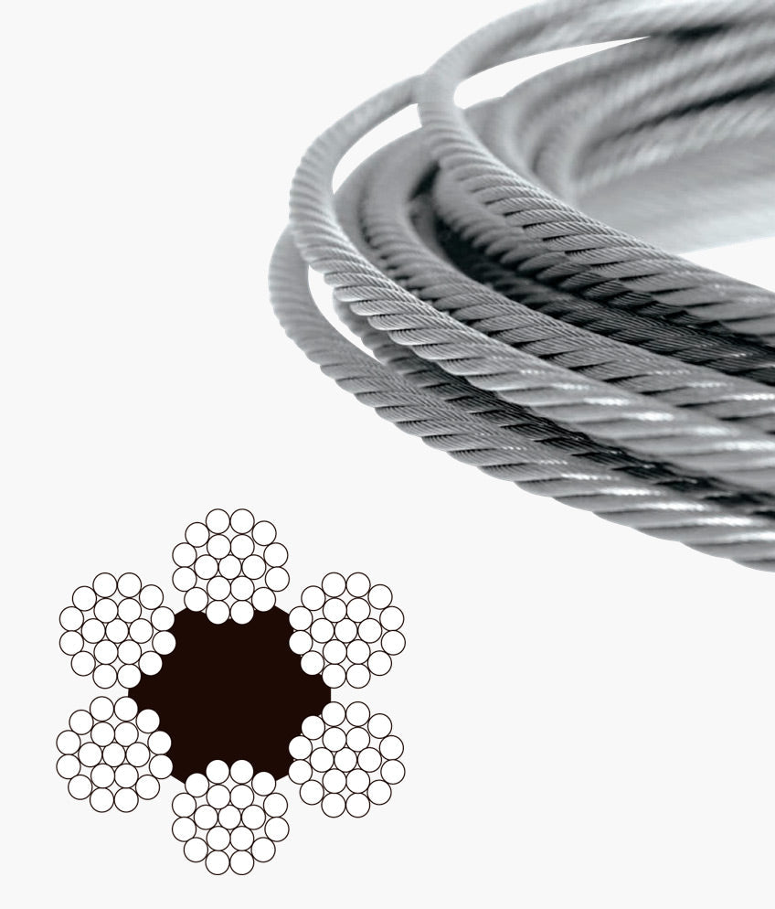 CABLE DE ACERO GALVANIZADO DE 3/16" 6 X 19 ALMA DE ACERO Certificado garantia ( rollo 200 mt )
