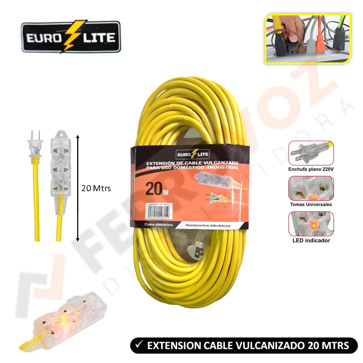 EXTENSION ELECTRICA AMARILLA 20M "PREMIUM"