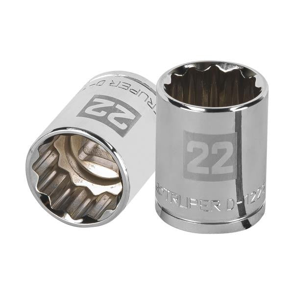 DADO CROMADO HEXAGONAL ENCASTRE 1/2 x 22MM TRUPER