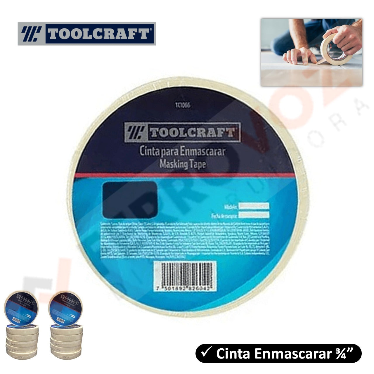 CINTA MASKING TAPE 18 mm x 50mt PREMIUN "TOOLCRAFT"