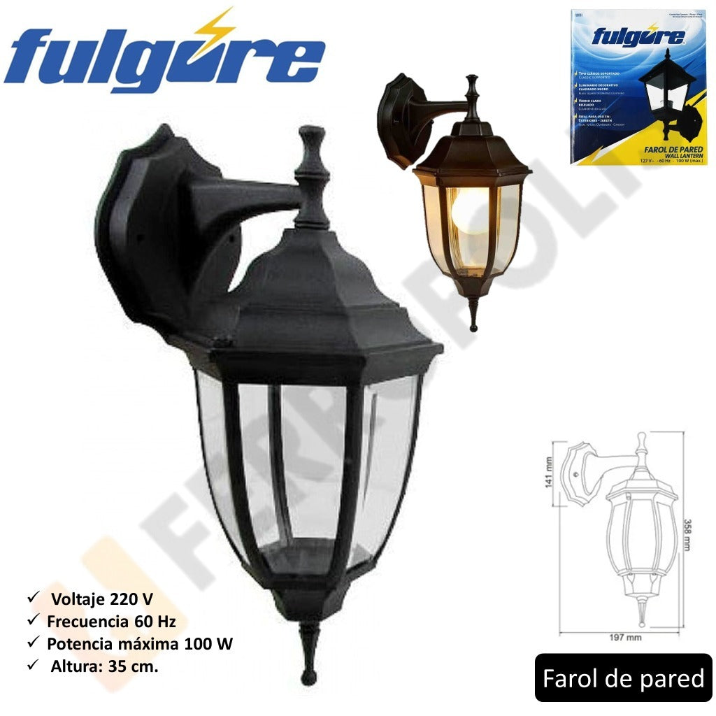 LAMPARA FAROL NEGRO REFORZADO ALUMINIO