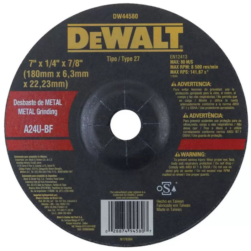 DISCO DEBASTE METAL 7" "DEWALT"