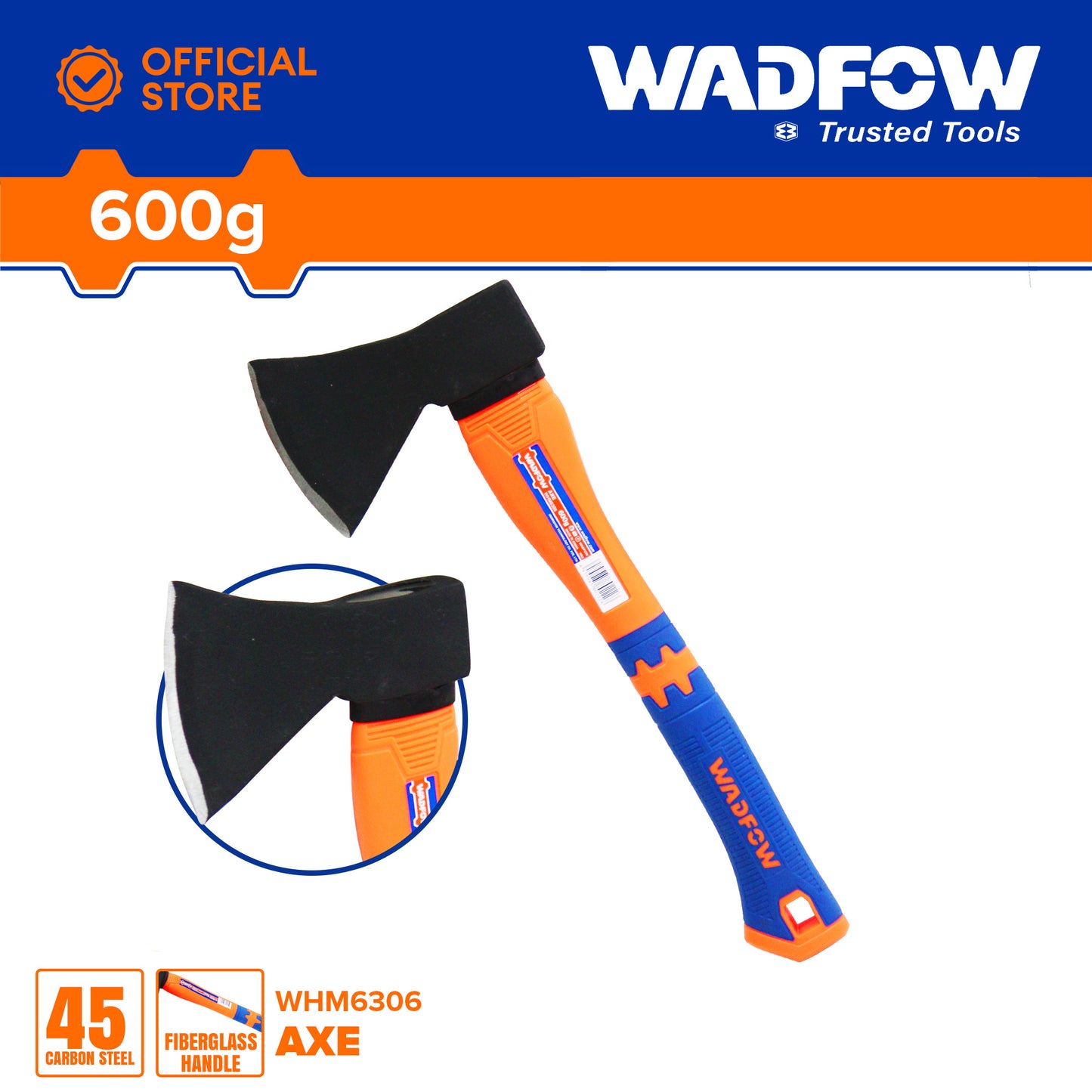 HACHA MANGO FIBRA GOMA 600 G "WADFOW"