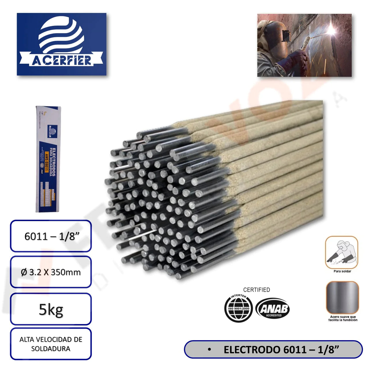 ELECTRODOS E-6011 - 1/8 "ACERFIER" ( X KILO )