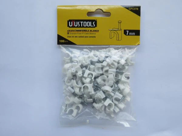 GRAPA PVC CABLE 7 mm ( 100 PCS ) BLANCO
