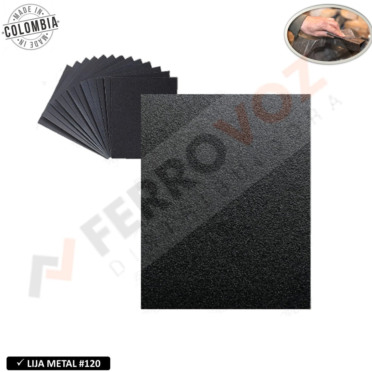 LIJA METAL # 120 USO RUDO ( X UND )