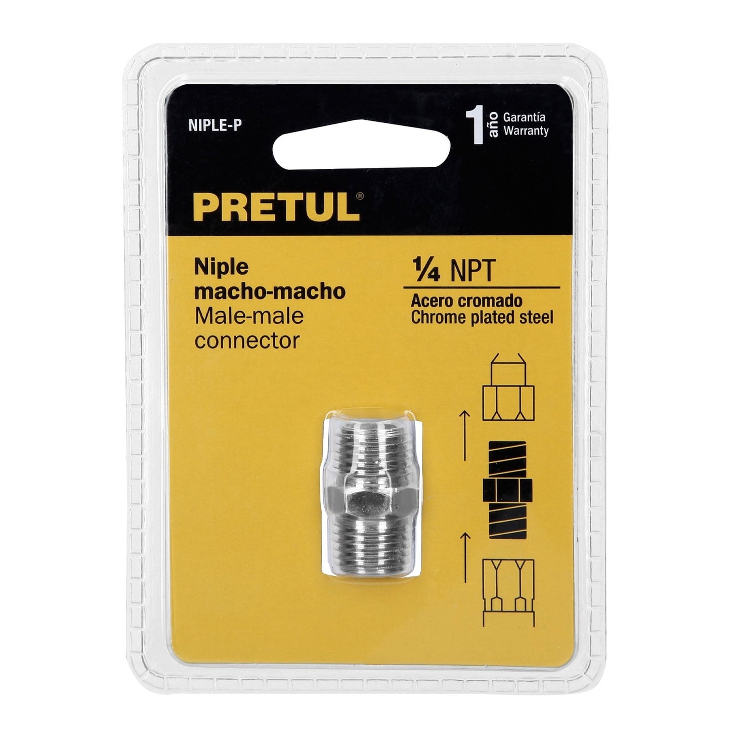 NIPLE ACERO CUERDA 1/4 NPT "PRETUL"