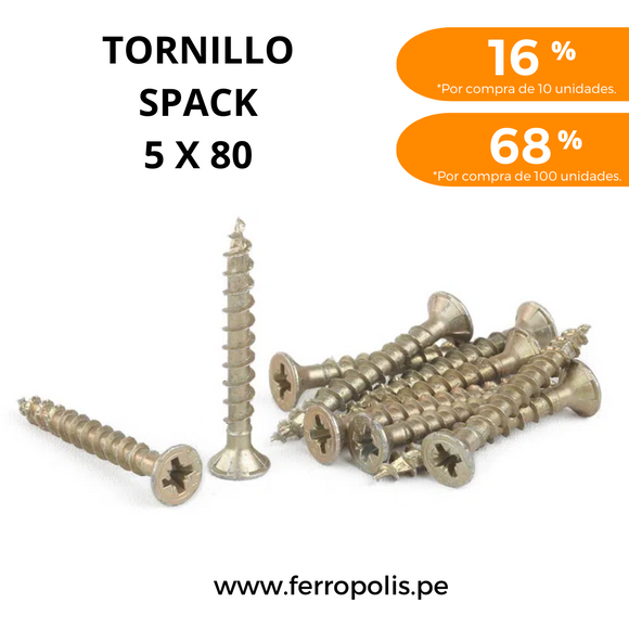 TORNILLO SPACK 5 x 80 ( x und )