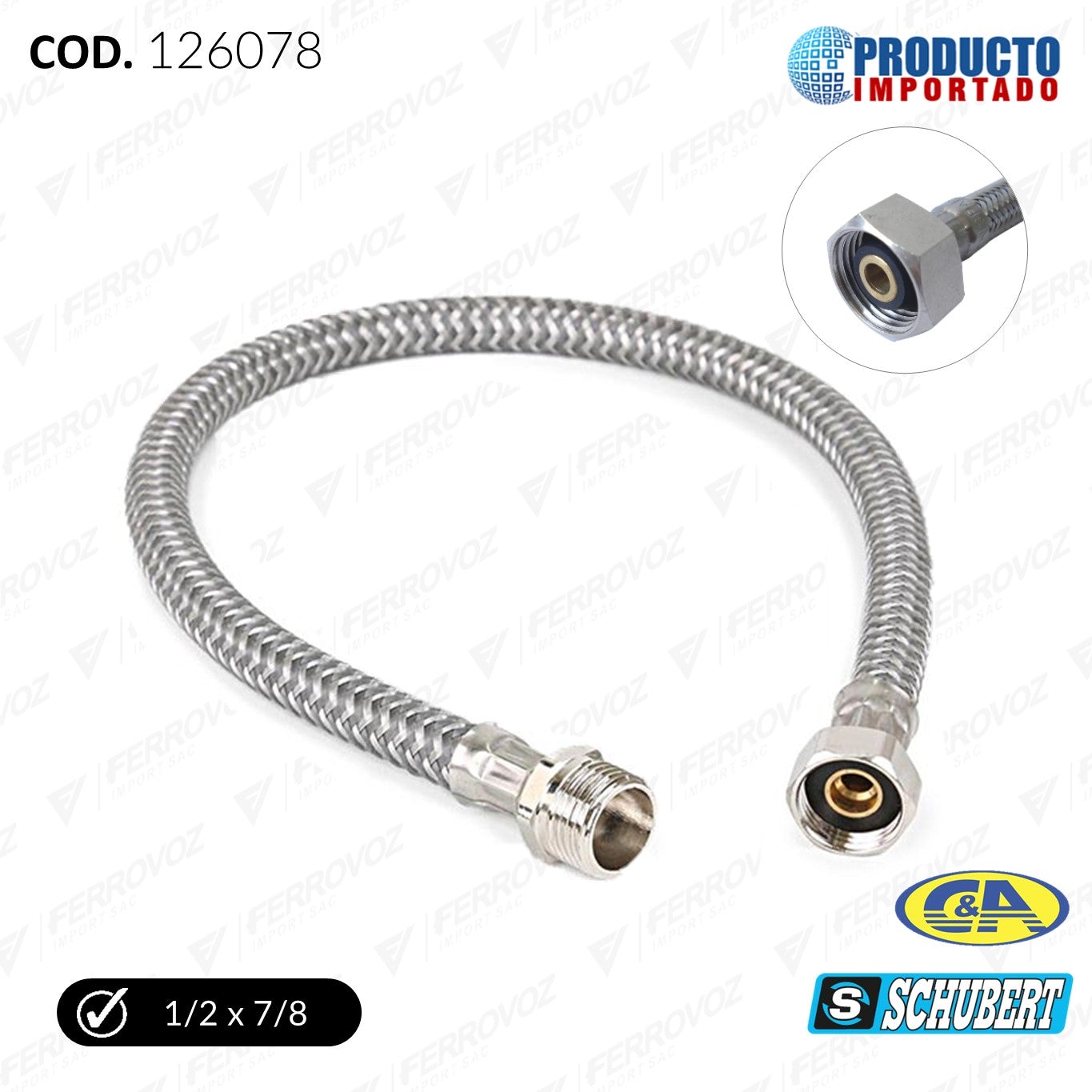 TUBO ABASTO ALUMINIO 7/8"X40 cm. "C&A"