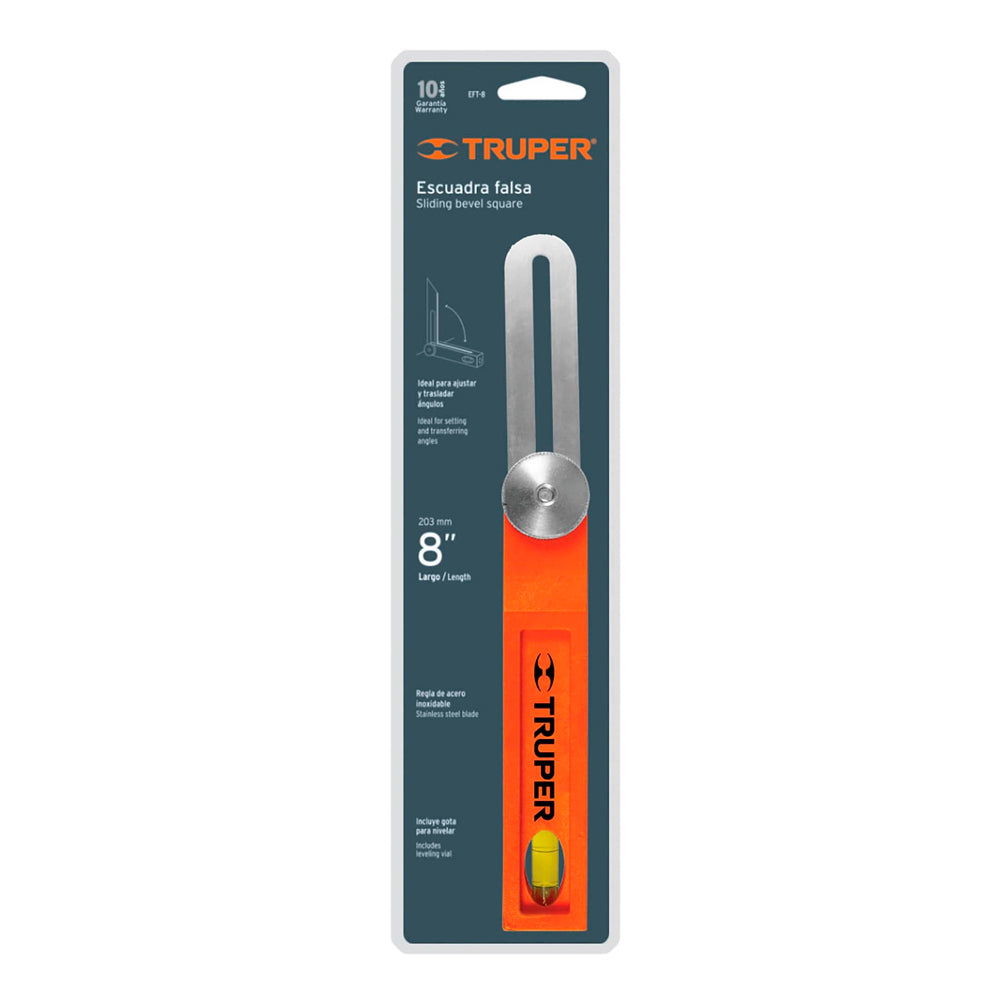 ESCUADRA FALSA 8" ACERO INOXIDABLE , MANGO ABS "TRUPER"