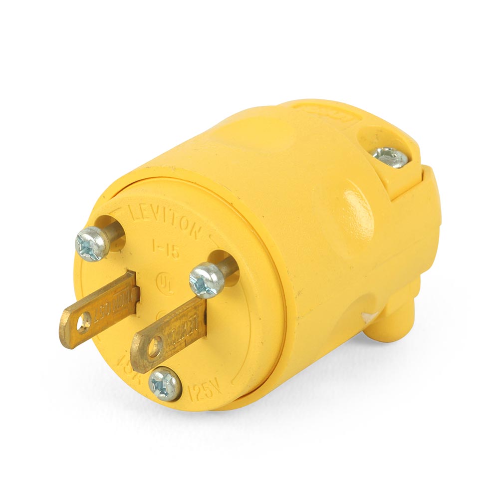 ENCHUFE MONO INDUSTRIAL 15 A PVC AMARRILO "LEVITON"