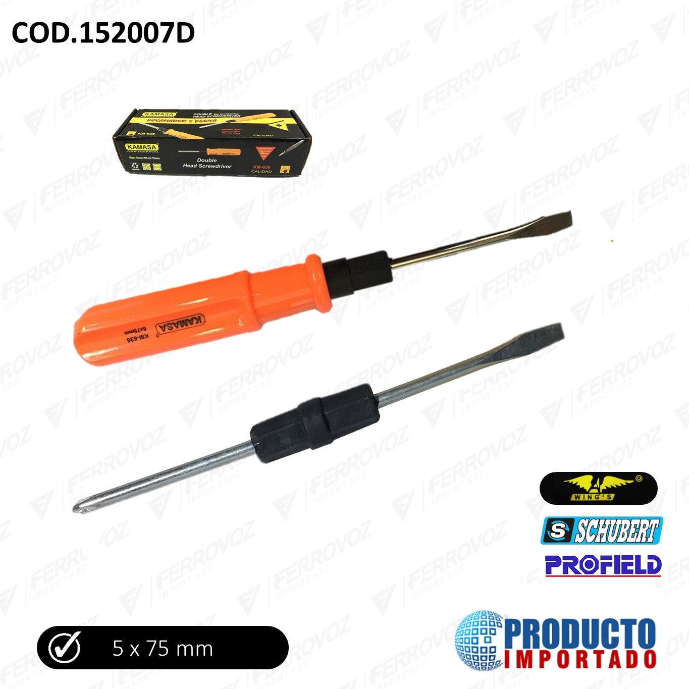 DESARMADOR MIXTO REVERSIBLE 6 x 75mm "KAMASA"