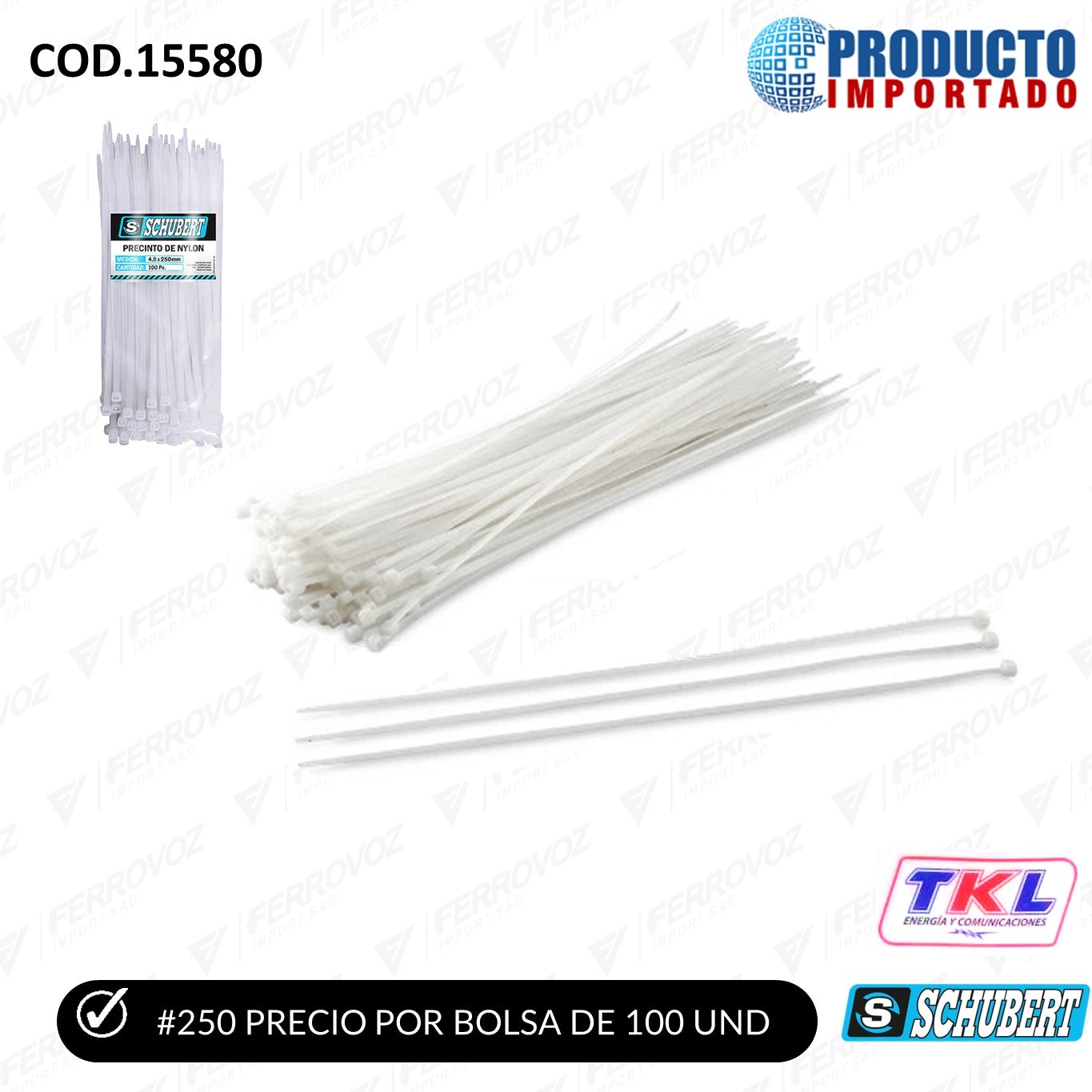 CINTILLO NYLON 250MM BLANCO UNID