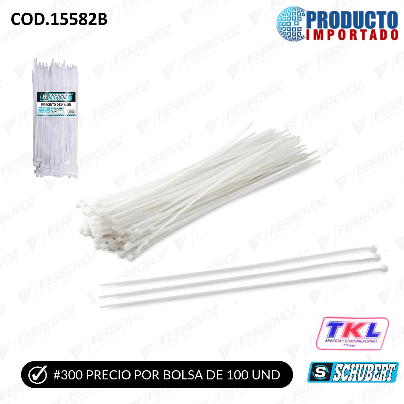 CINTILLO NYLON 300MM BLANCO ( UNID )