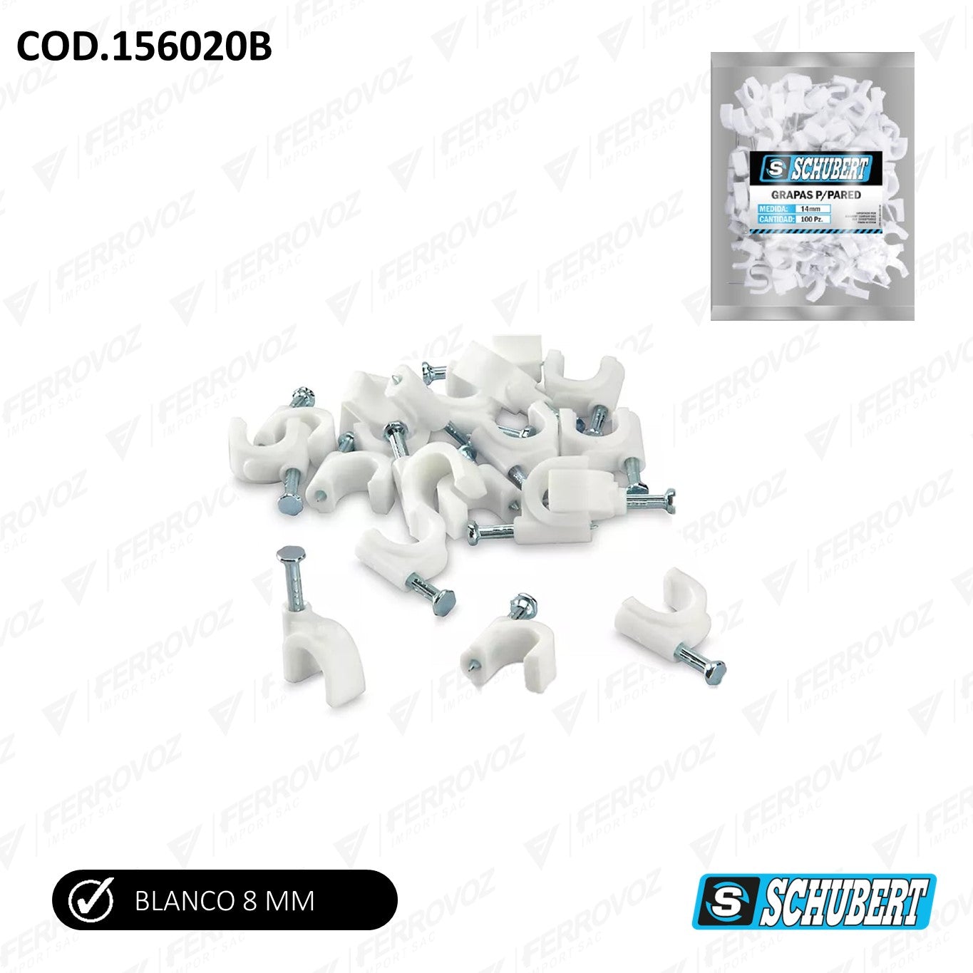 GRAPA PVC CABLE 10MM (x 10 unidades)