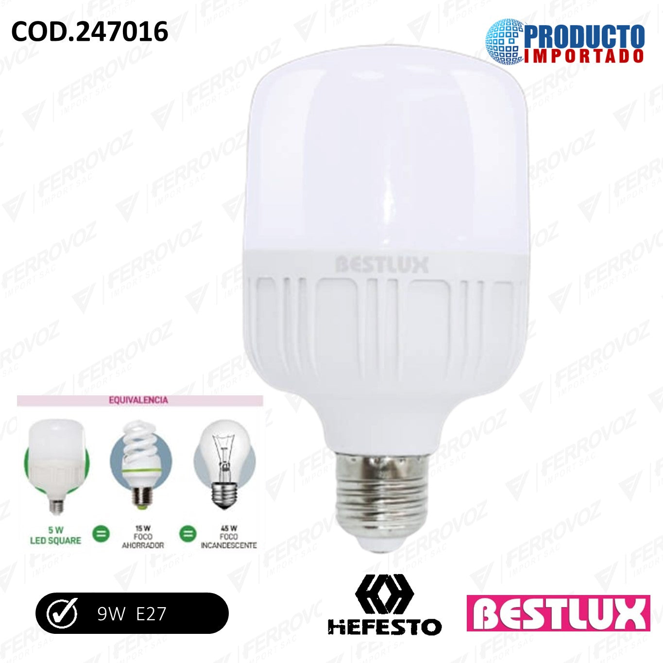 FOCO LED BOTELLA BLANCA 9W COMERCIAL