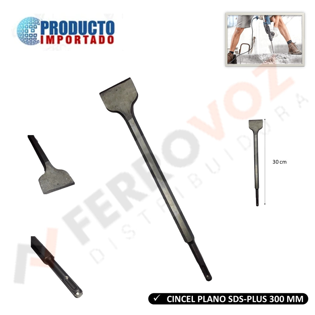 CINCEL PLANA ANCHO SDS-PLUS 14 X 300 X 50mm