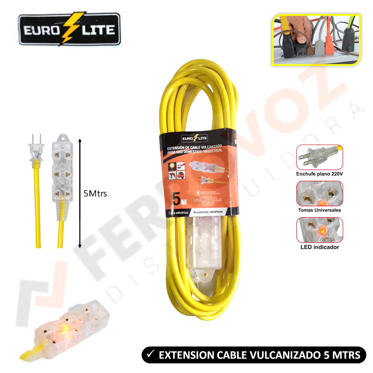EXTENSION ELECTRICA AMARILLA 5 MT "PREMIUM"