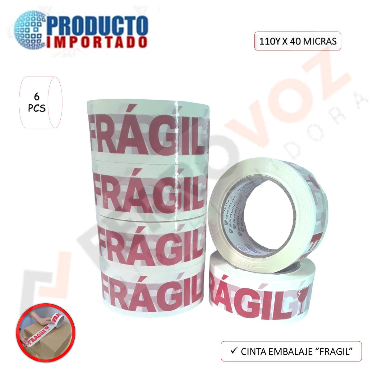 CINTA EMBALAJE "FRAGIL" 110Y x 40 Micras