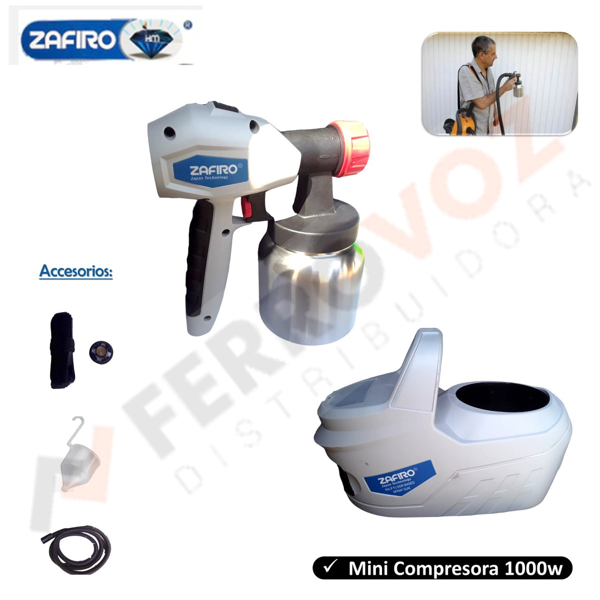 PISTOLA PINTAR COMPRESORA 1000W "ZAFIRO"