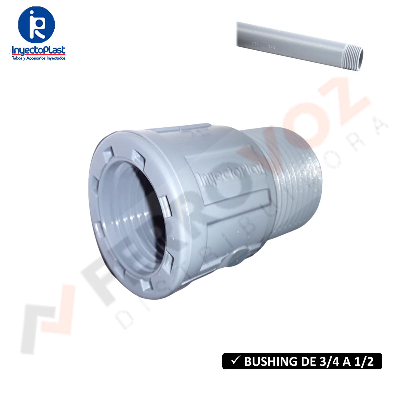 ADAPTADOR AGUA PVC BUSHING 3/4" X 1/2" INYECTADO