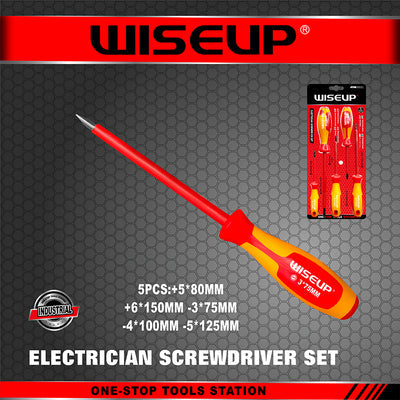 JUEGO DESARMADOR ELECTRICO ALTA TENSION 5 pza "WISEUP"