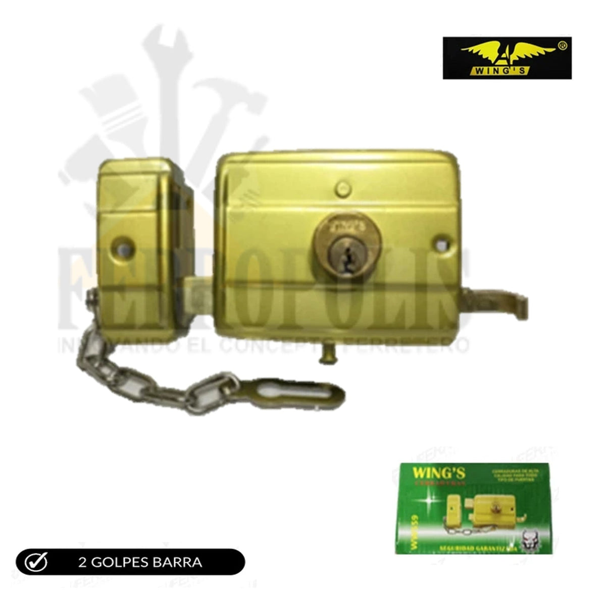 CHAPA EXTERIOR 2 GOLPES BARRA "WING'S"