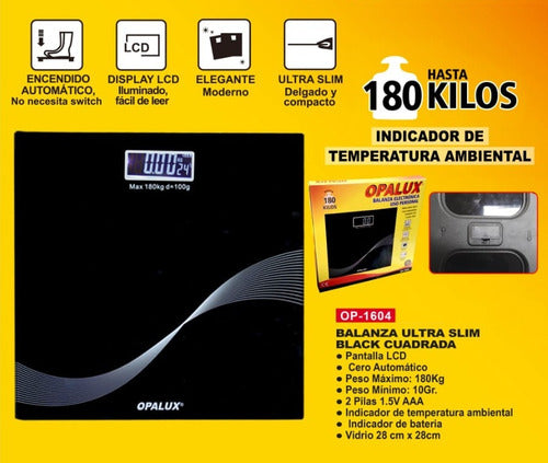 BALANZA DIGITAL PERSONAL NEGRO "OPALUX"