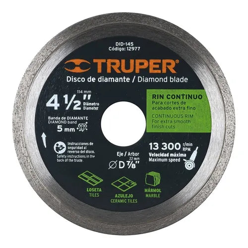 DISCO CONCRETO LISO 41/2" X 1.6 mm "TRUPER"