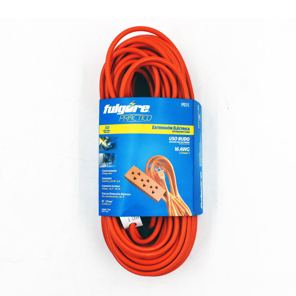 EXTENSION ELECTRICA NARANJA 30M FULGURE