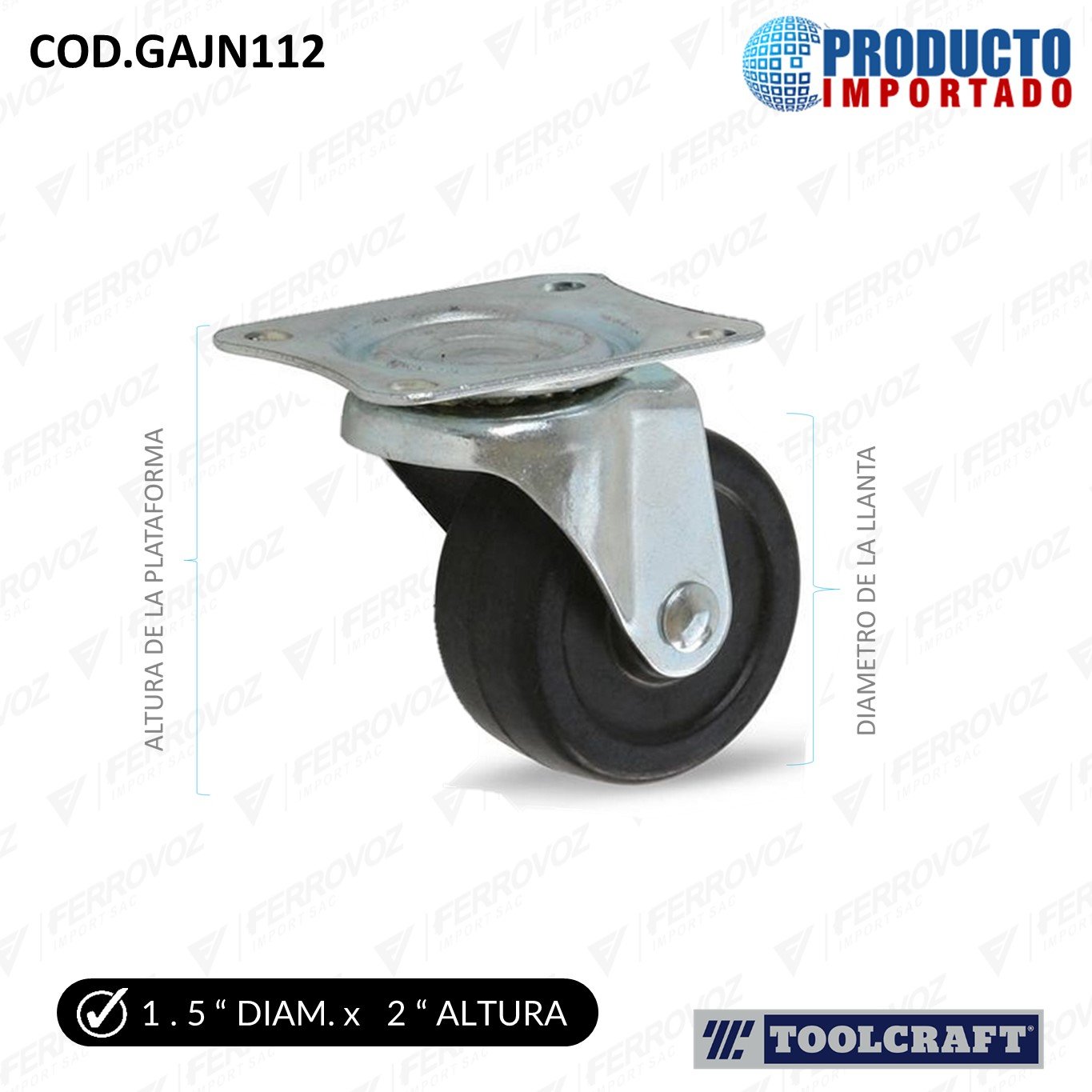 GARRUCHA MOVIL PLATAFORMA NEGRO 1 1/2" (x und)