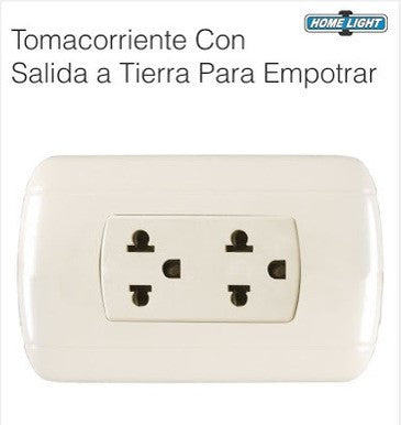 TOMACORRIENTE DOBLE P/ EMPOTRAR TIERRA MARFIL