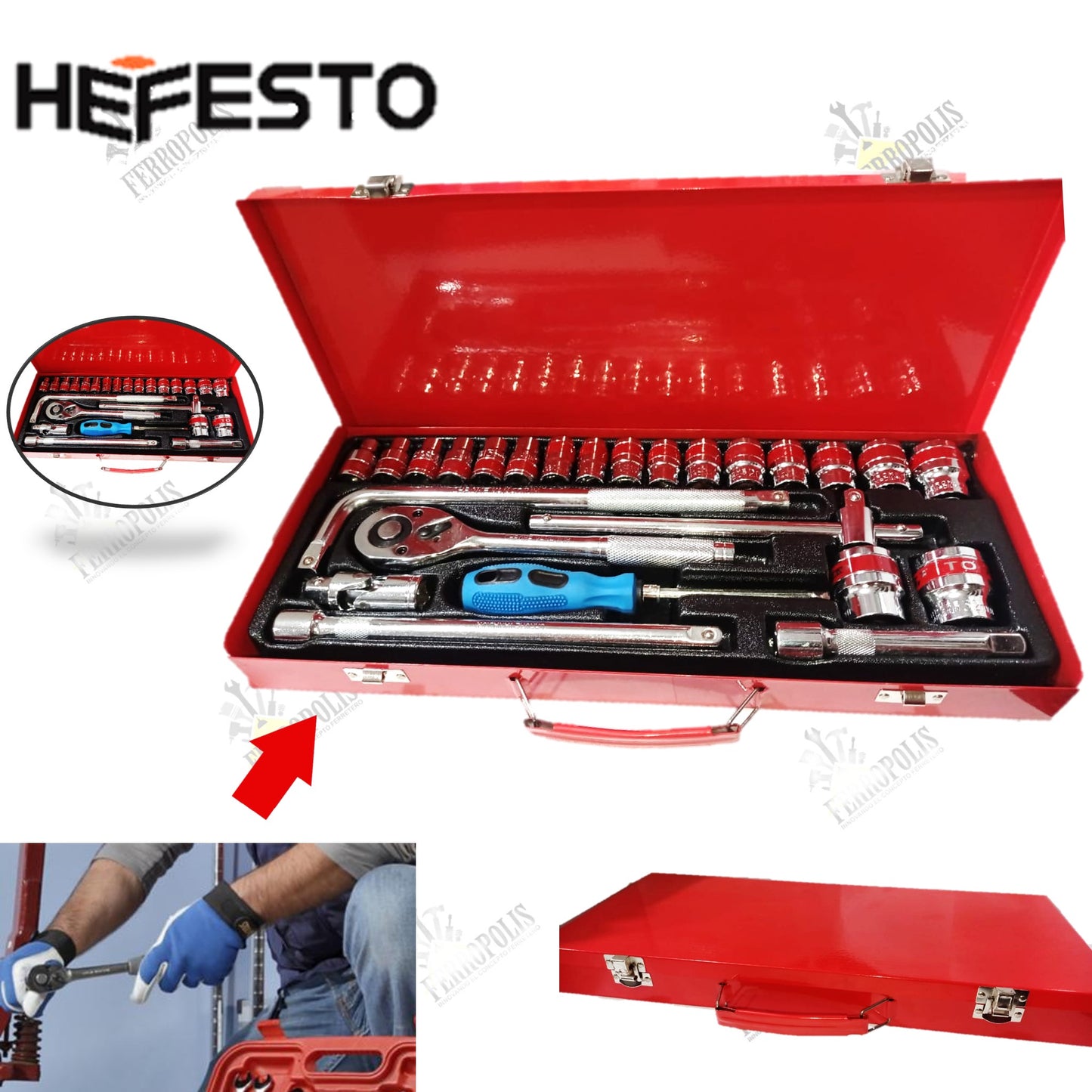 JUEGO DE DADOS MALETIN ROJO "HEFESTO"