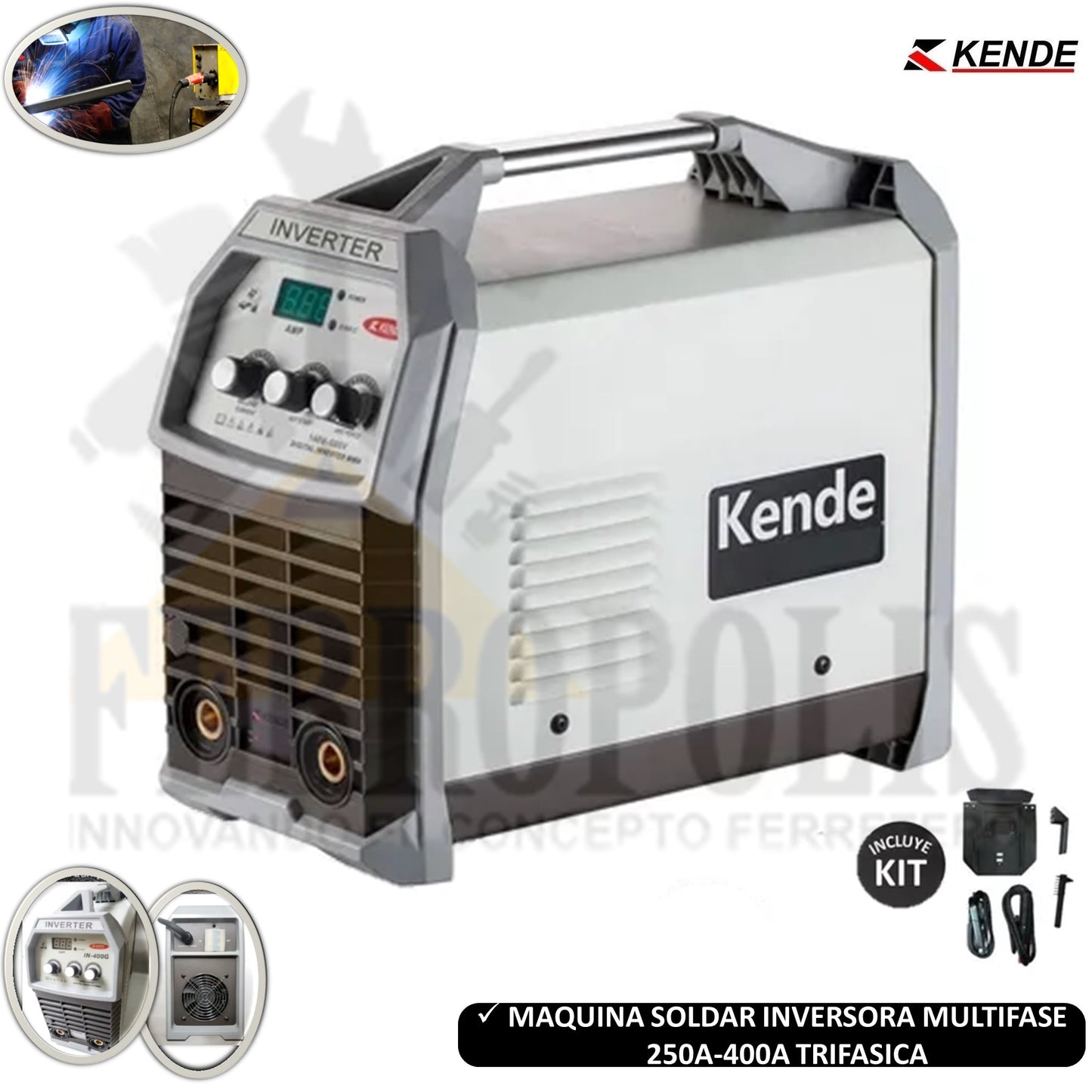 MAQUINA SOLDAR INVERSORA MULTIFASE 250A-400A TRIFASICA 380V MONOFASICA 240V