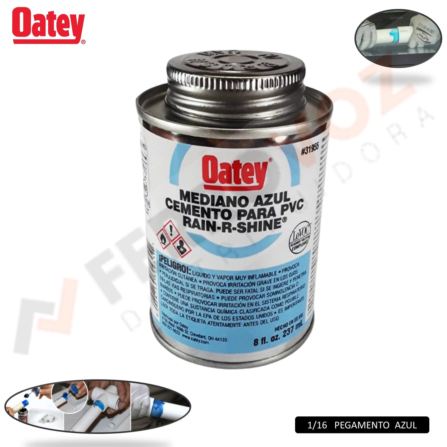 PEGAMENTO TUBO AZUL C/BROCHA 1/16" 8 oz "OATEY"