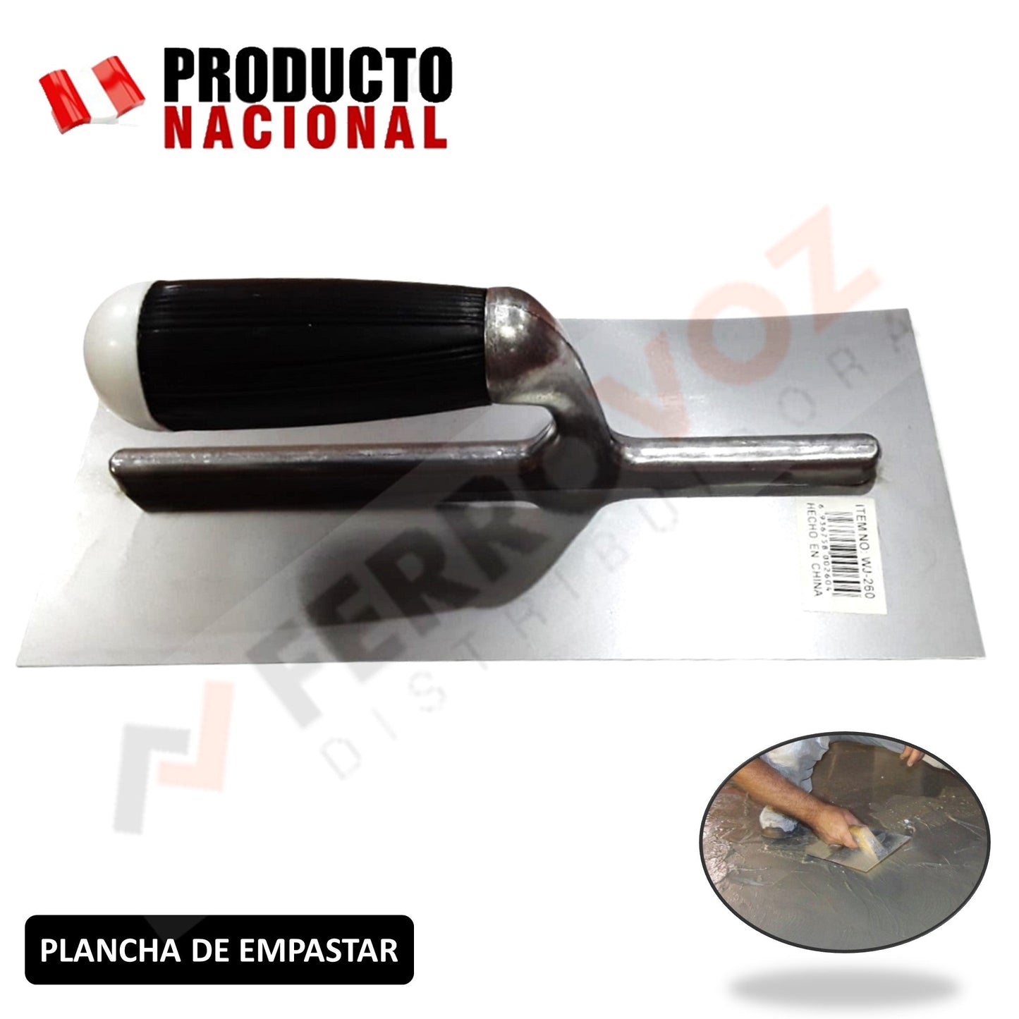 PLANCHA PULIR 8" MANGO PLASTICO COMERCIAL