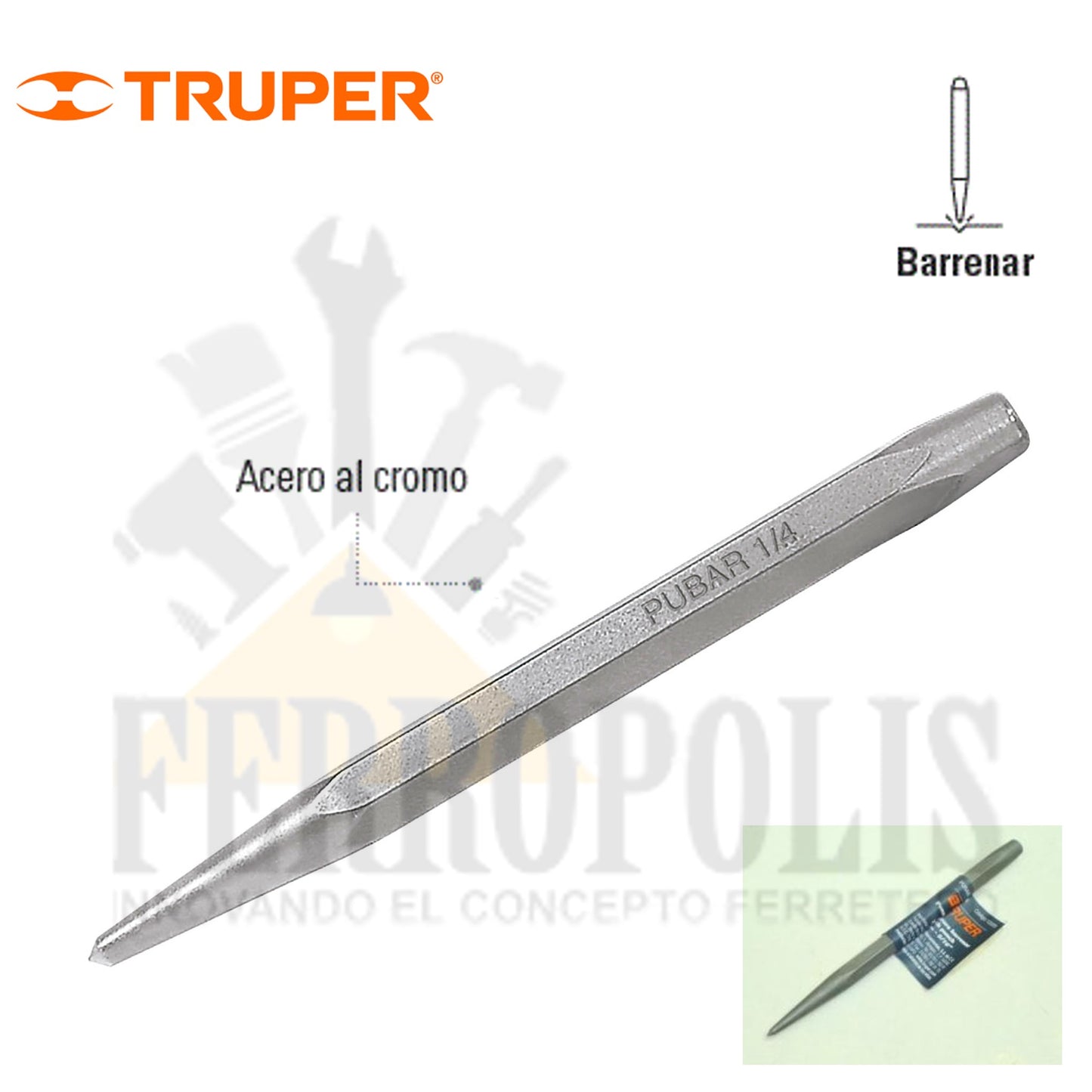 PUNZÓN 1/4 PARA BARRENAR LARGO 4-3/4" "TRUPER"
