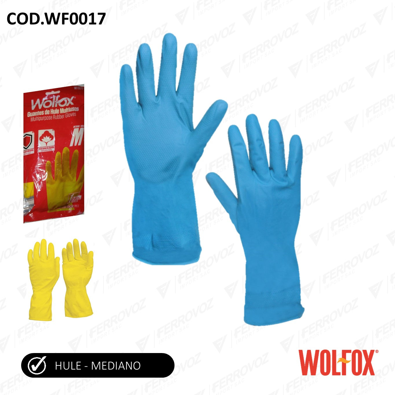 GUANTES DOMESTICOS CLASICO M "WOLFOX"