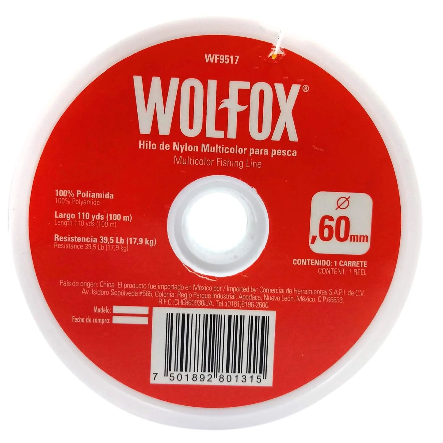 HILO PESCAR NYLON MILTICOLOR #60 "WOLFOX"