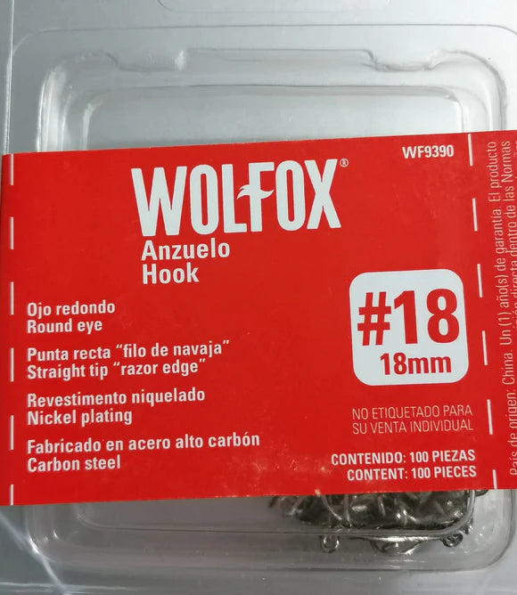 ANZUELO #18 "WOLFOX" (X 12 PCS)