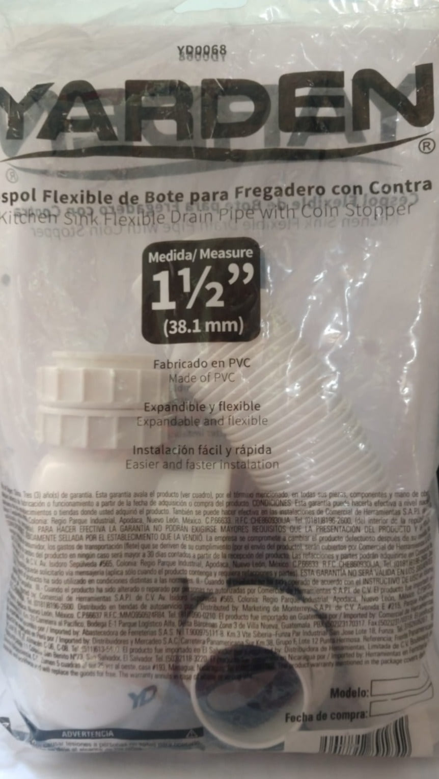 TRAMPA BOTELLA CORRUGADA PVC 1 1/2" "YARDEN"