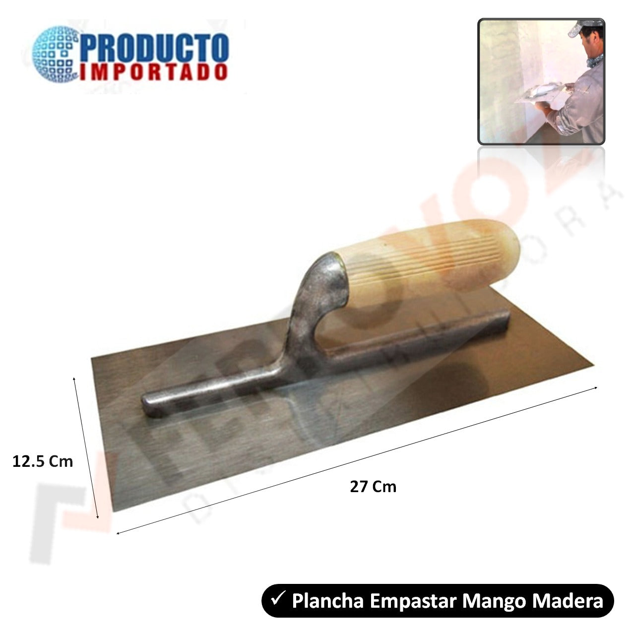 PLANCHA PULIR 8" MANGO MADERA