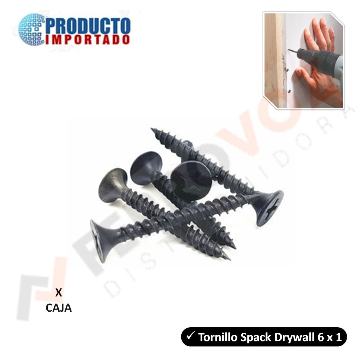 TORNILLO DRYWALL NEGRO 6 X 1" PUNTA FINA (1 KG = 775PCS)