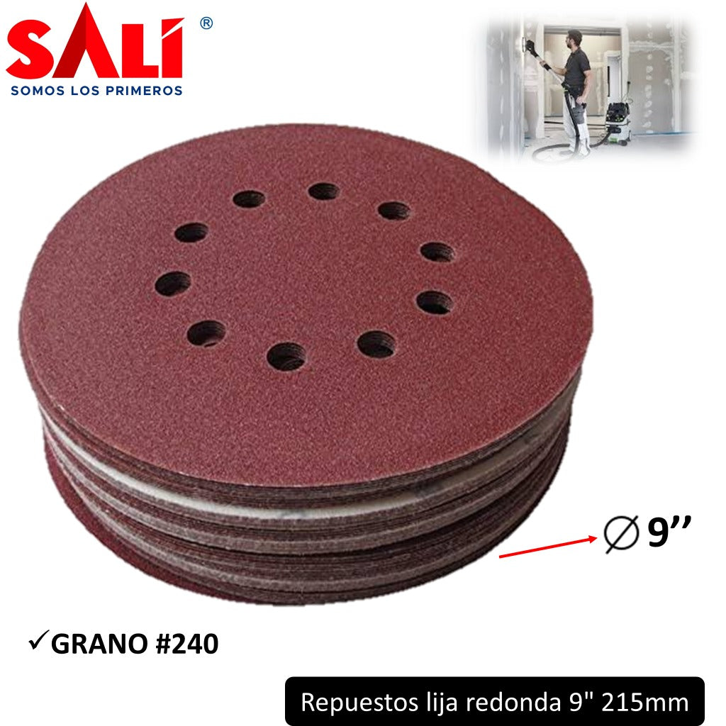 REPUESTOS LIJA REDONDA 9" 215mm GRANO #240 uso rudo certificada