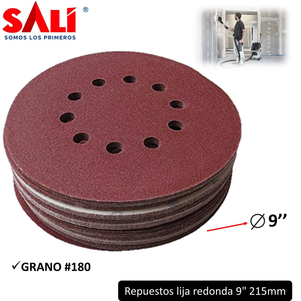 REPUESTOS LIJA REDONDA 9" 215mm GRANO #180 uso rudo certificada