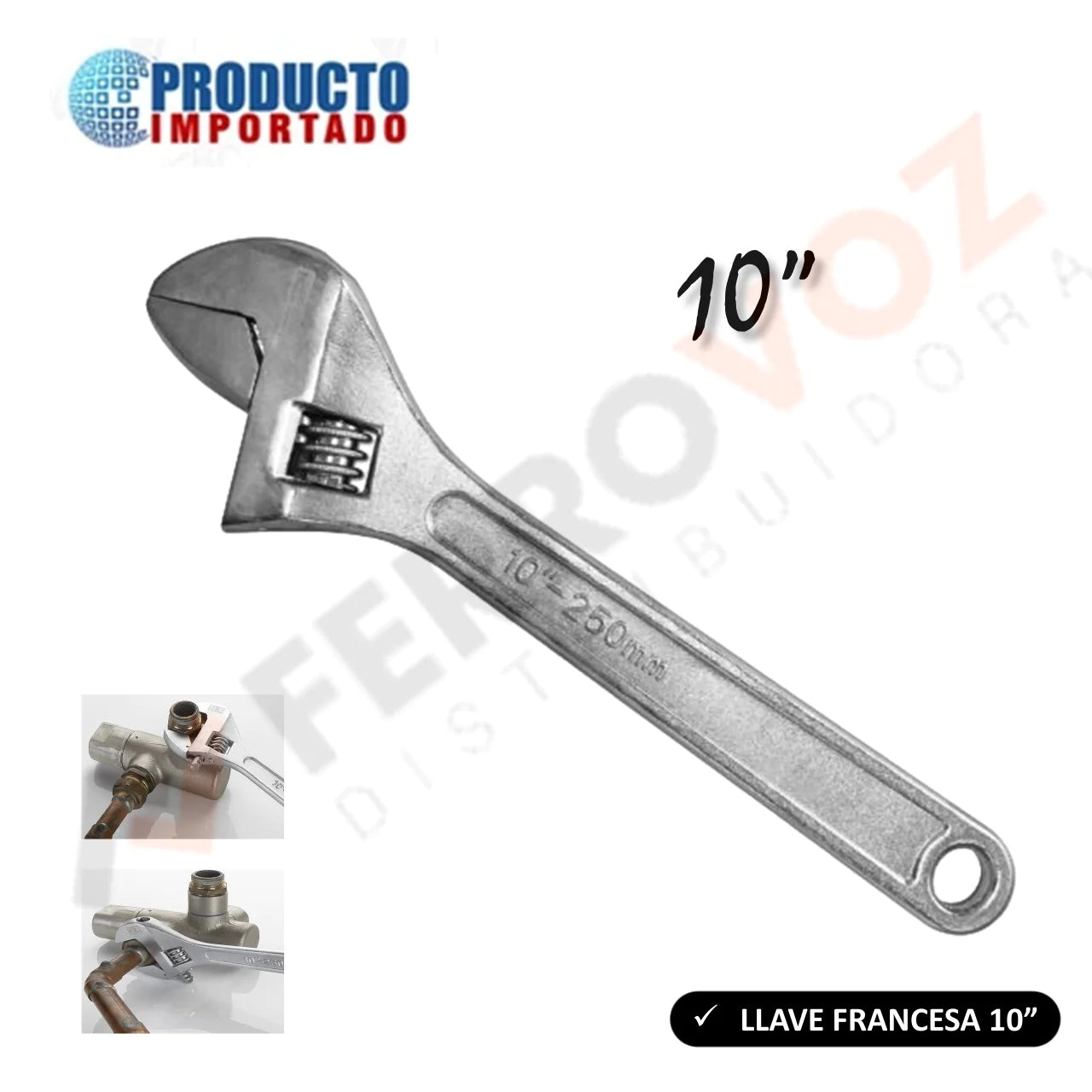 LLAVE FRANCESA 10" CROMADA